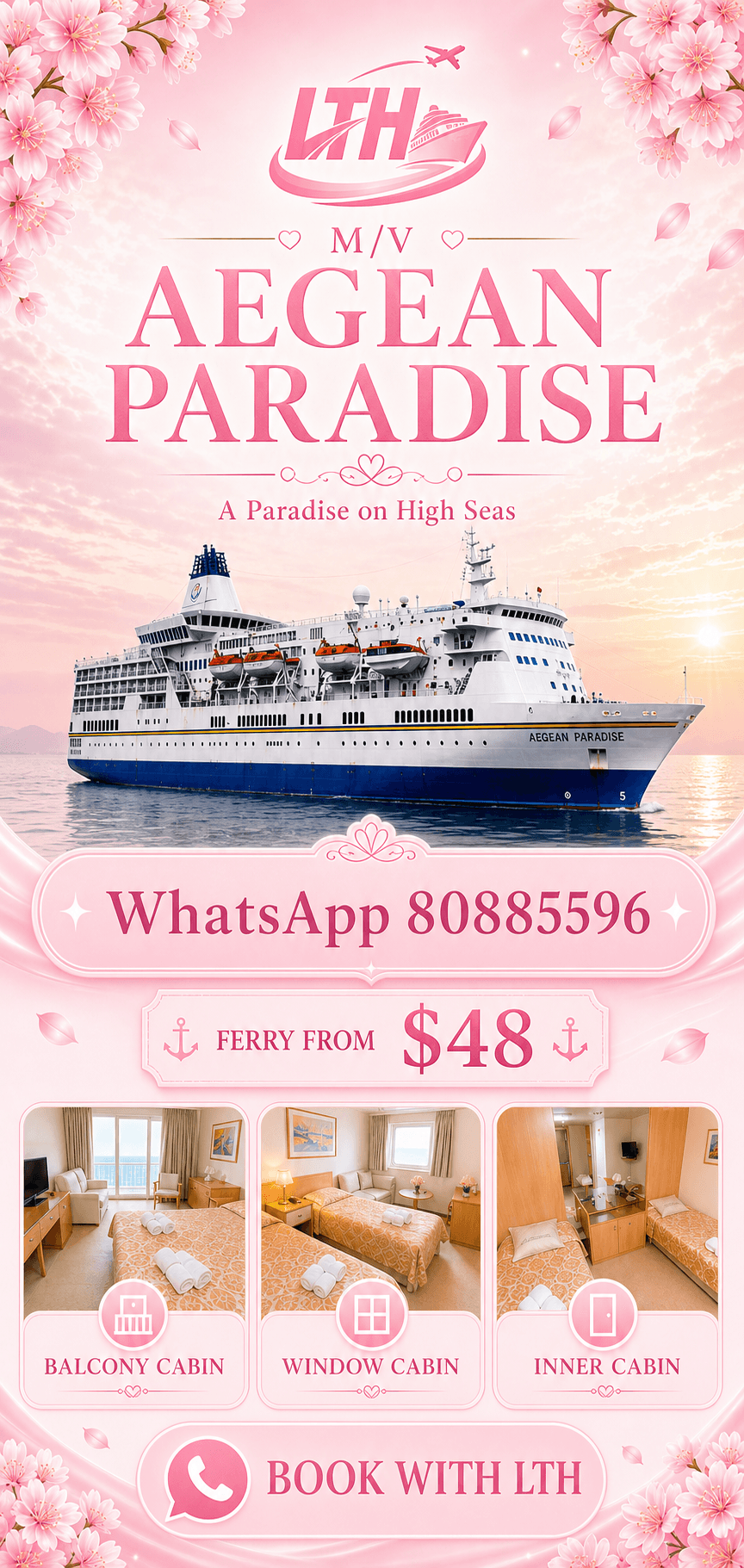 LTH M.V Aegean Paradise mobile booking poster